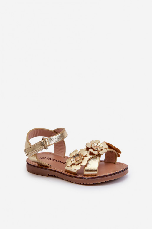 sandálias infantis Ozdobione com motivos florais com fechos adesivos cor dourada Fagossa sandálias infantis Ozdobione com motivos florais com fechos adesivos cor dourada Fagossa