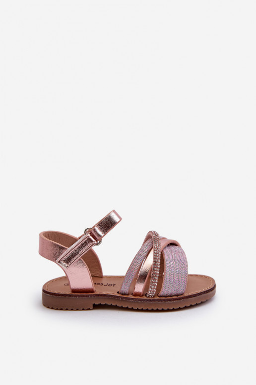 com brilho Sandálias infantis com fechos adesivos rosa Delphina com brilho Sandálias infantis com fechos adesivos rosa Delphina