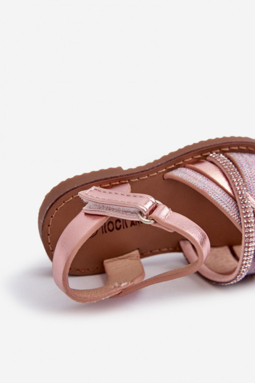 com brilho Sandálias infantis com fechos adesivos rosa Delphina com brilho Sandálias infantis com fechos adesivos rosa Delphina