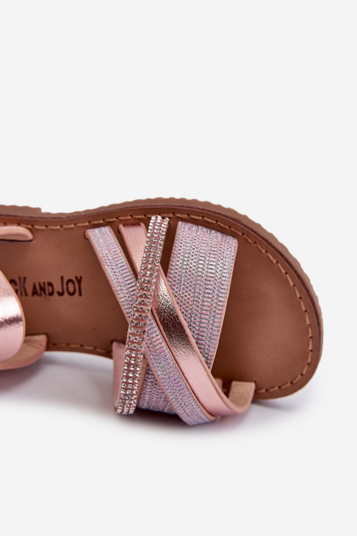 com brilho Sandálias infantis com fechos adesivos rosa Delphina com brilho Sandálias infantis com fechos adesivos rosa Delphina