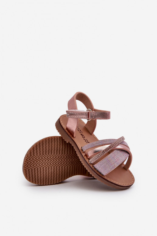 com brilho Sandálias infantis com fechos adesivos rosa Delphina com brilho Sandálias infantis com fechos adesivos rosa Delphina