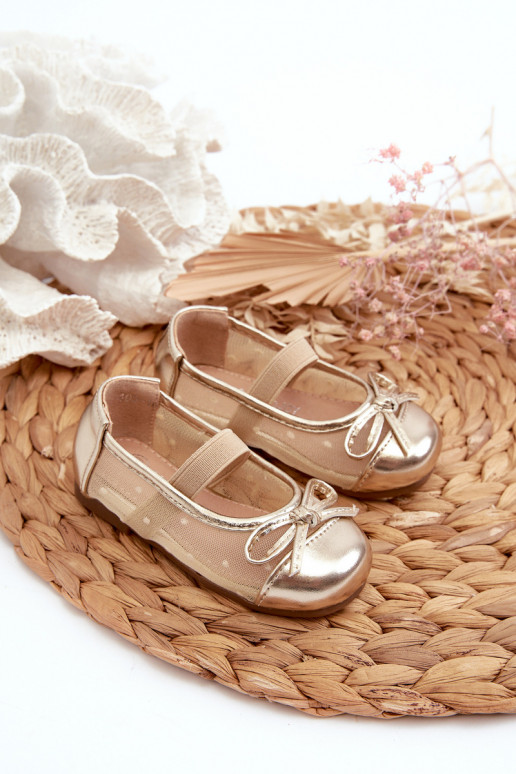 Bailarinas infantis com fitas na cor dourada Jellema Bailarinas infantis com fitas na cor dourada Jellema