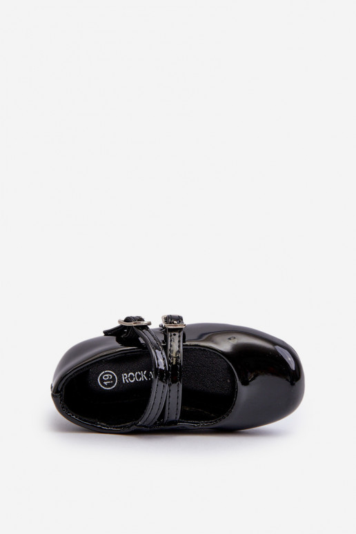 bailarinas com efeito verniz infantil com alças pretas Margenis bailarinas com efeito verniz infantil com alças pretas Margenis