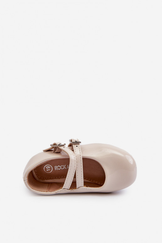 com bailarinas efeito laca infantil com alças bege Margenis