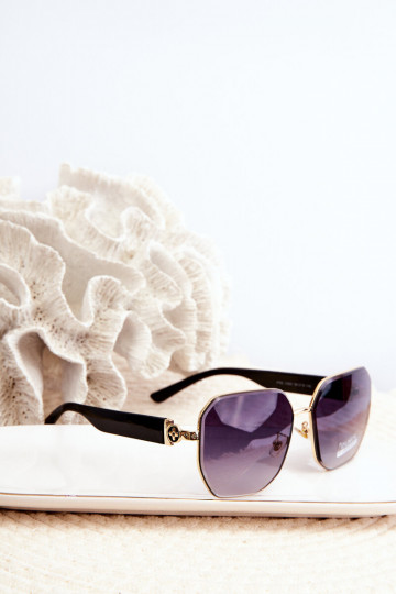 Óculos de sol femininos UV400 pretos e dourados
