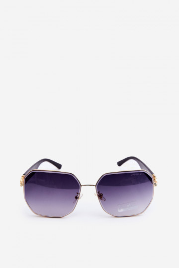 Óculos de sol femininos UV400 pretos e dourados 2