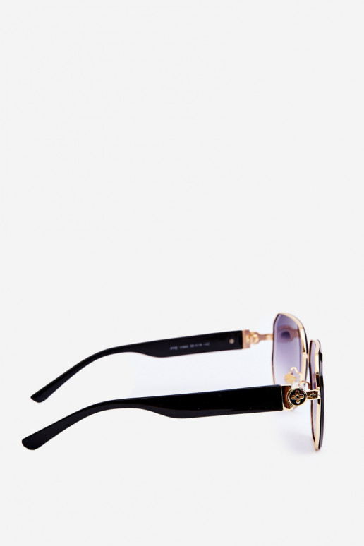 Óculos de sol femininos UV400 pretos e dourados