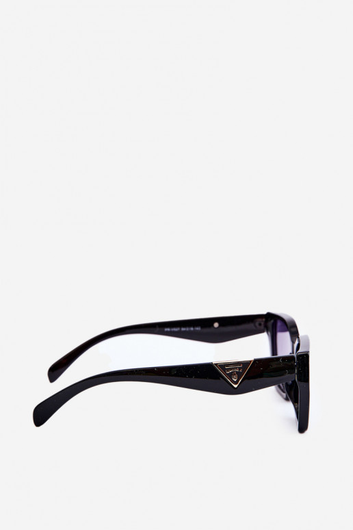 Óculos de sol modelo clássico feminino Ze na cor dourada Detalhes UV400 cor preta
