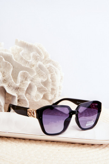 Óculos de sol femininos Ze dourado Detalem UV400 preto