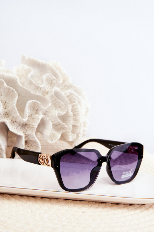Óculos de sol femininos Ze dourado Detalem UV400 preto