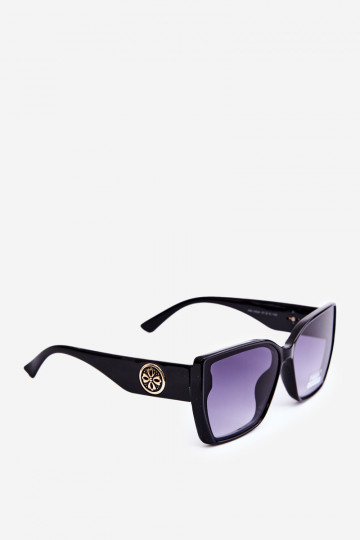 Óculos de sol modelo clássico feminino com detalhes ornamentados UV400 preto 2