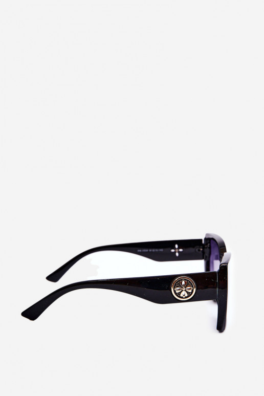 Óculos de sol modelo clássico feminino com detalhes ornamentados UV400 preto