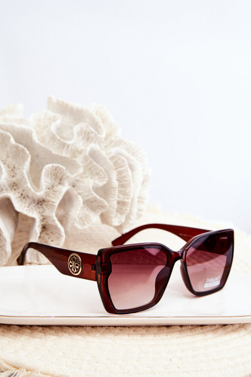 Óculos de sol modelo clássico feminino com os mais belos detalhes cor marrom UV400 Óculos de sol modelo clássico feminino com os mais belos detalhes cor marrom UV400