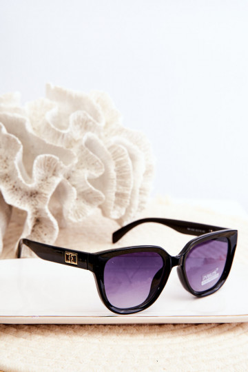 Óculos de sol feminino Ze cor dourada Detalhes UV400 cor preta