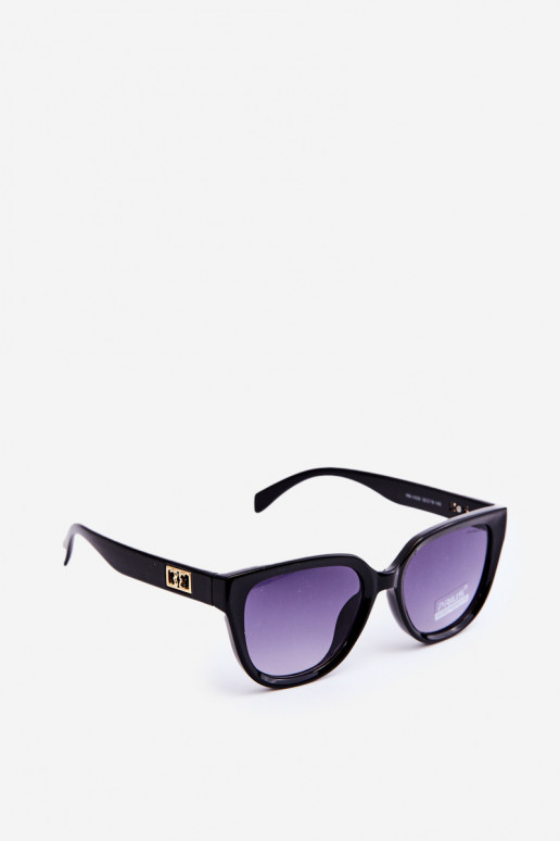 Óculos de sol feminino Ze cor dourada Detalhes UV400 cor preta