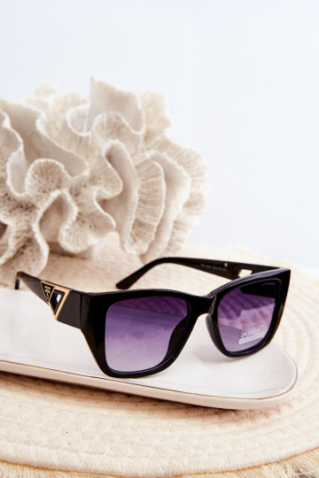 Óculos de sol femininos com detalhes extravagantes UV400 pretos