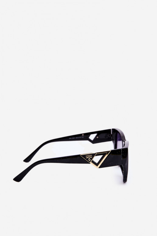 Óculos de sol femininos com detalhes extravagantes UV400 pretos Óculos de sol femininos com detalhes extravagantes UV400 pretos