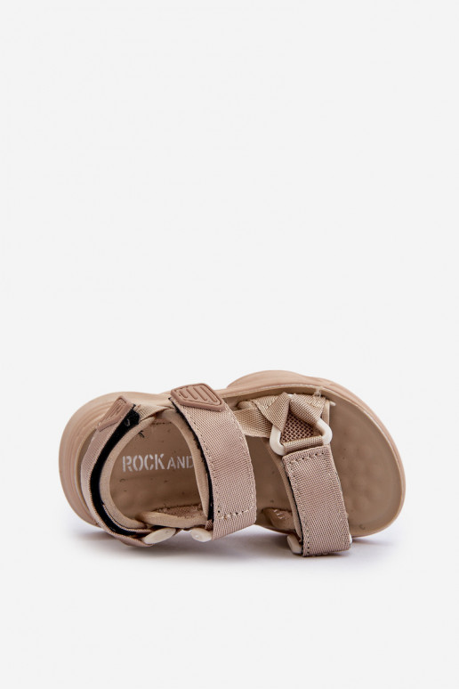 Sandália infantil com fechos adesivos bege Orretta Sandália infantil com fechos adesivos bege Orretta