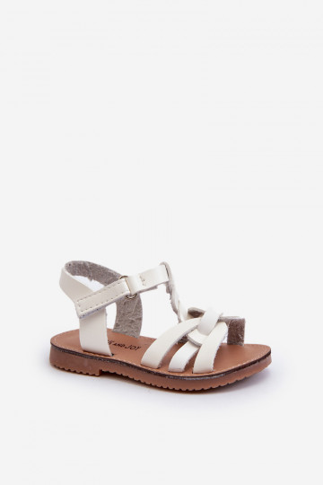 Sandálias infantis com fechos adesivos na cor branca Marimona 2