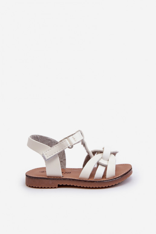 Sandálias infantis com fechos adesivos na cor branca Marimona Sandálias infantis com fechos adesivos na cor branca Marimona