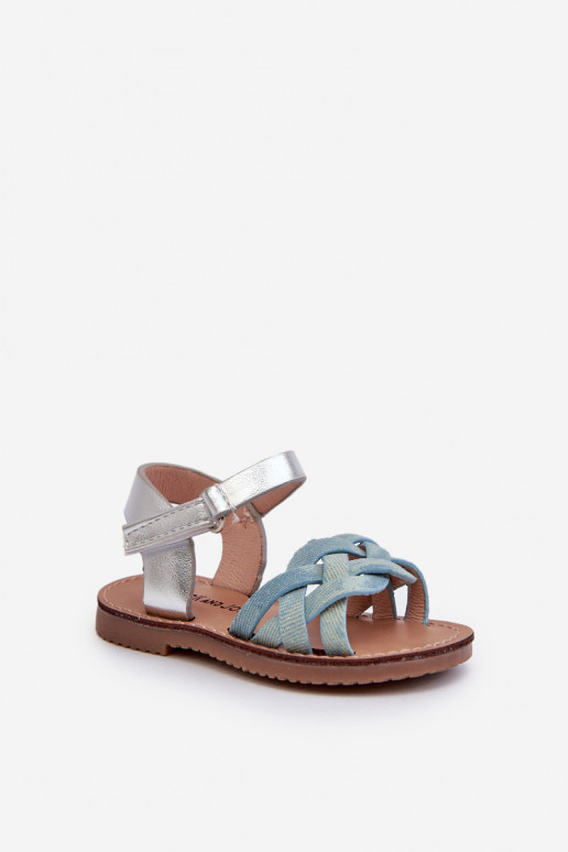sandálias infantis com fechos adesivos Z Przeplatającymi Się Paseczkami cor azul Dianttha