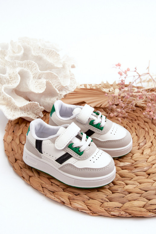 Calçado desportivo infantil do modelo clássico Branco e verde cor Marlin
