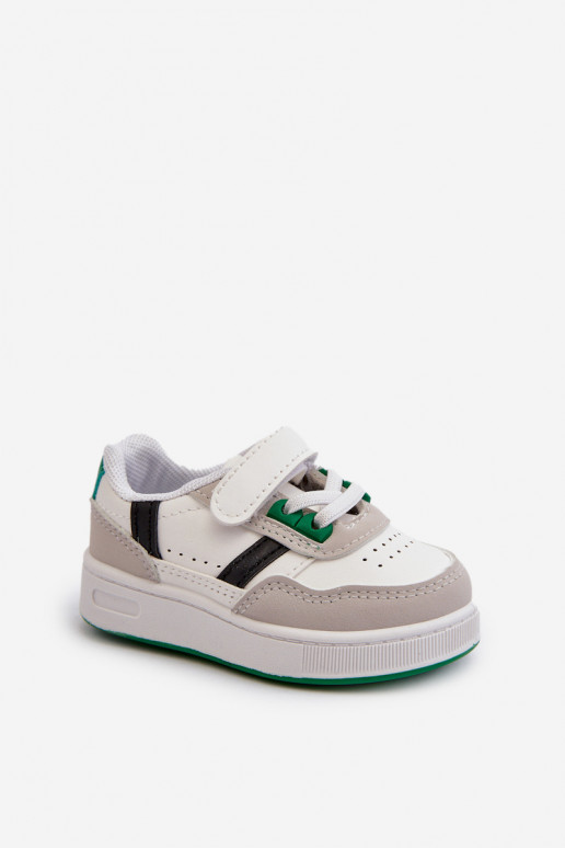 Calçado desportivo infantil do modelo clássico Branco e verde cor Marlin