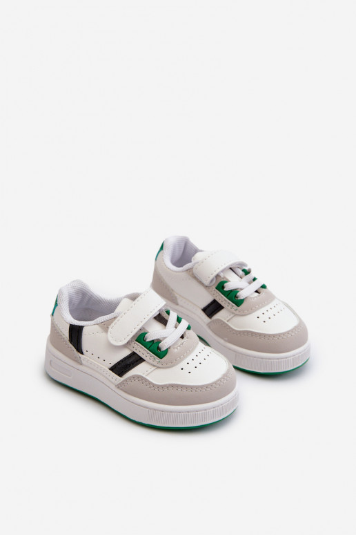 Calçado desportivo infantil do modelo clássico Branco e verde cor Marlin