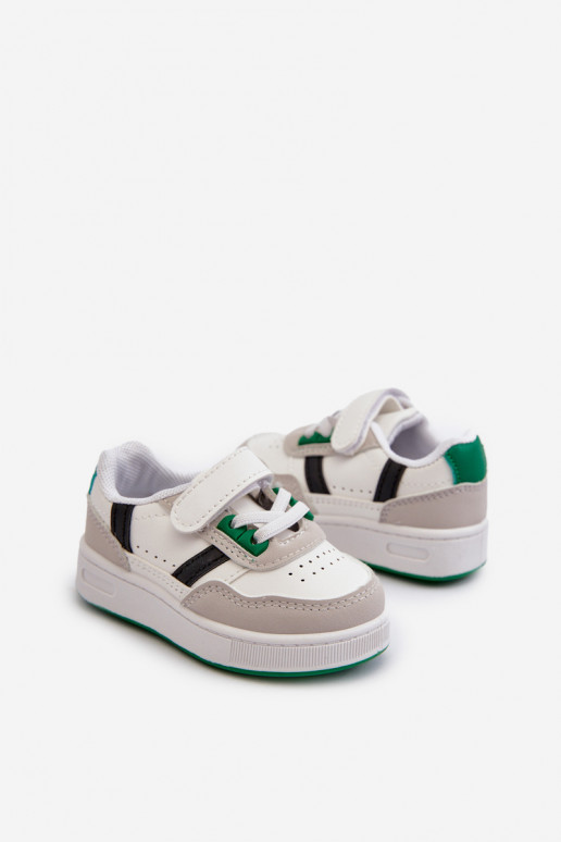 Calçado desportivo infantil do modelo clássico Branco e verde cor Marlin