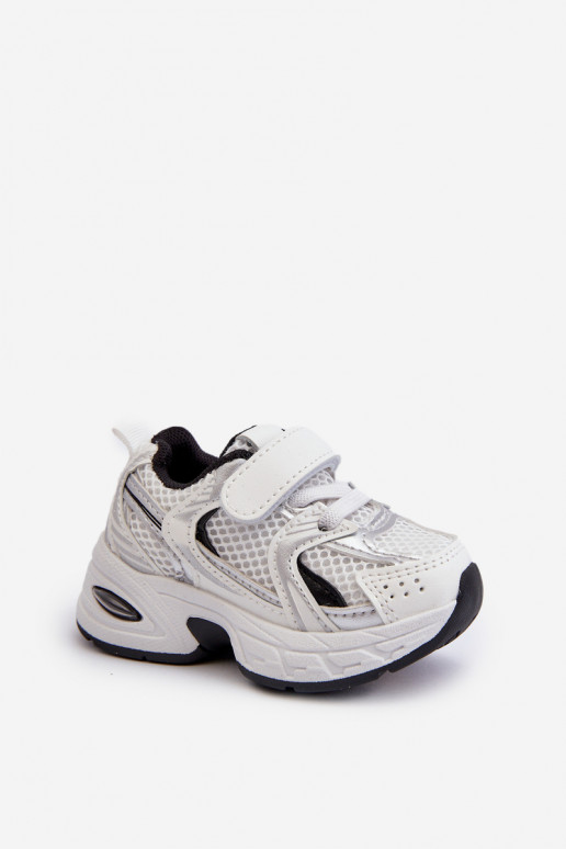 Calçado desportivo infantil modelo tênis com fechos adesivos cor branco-preto Ephona