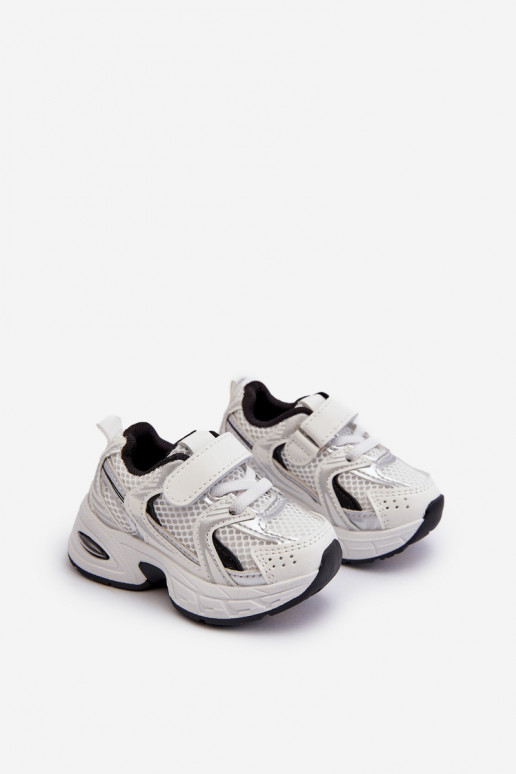 Calçado desportivo infantil modelo tênis com fechos adesivos cor branco-preto Ephona