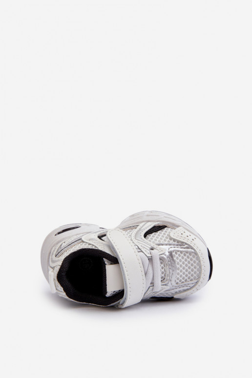 Calçado desportivo infantil modelo tênis com fechos adesivos cor branco-preto Ephona