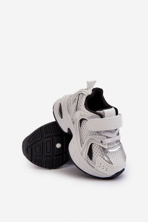 Calçado desportivo infantil modelo tênis com fechos adesivos cor branco-preto Ephona