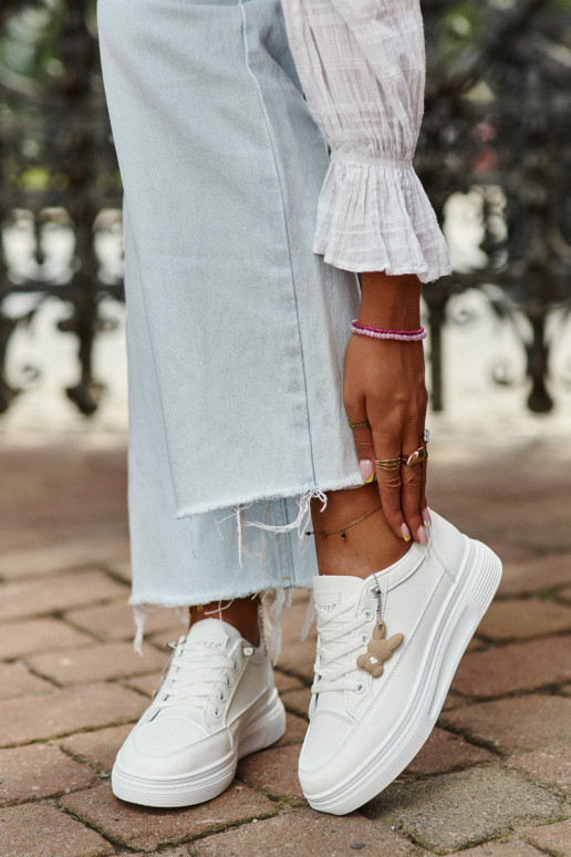 calçados de lazer calçados esportivos com plataforma com enfeites cor branca Vinceza 13613