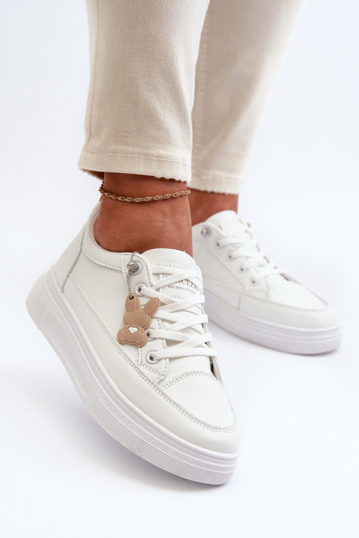 calçados de lazer calçados esportivos com plataforma com enfeites cor branca Vinceza 13613