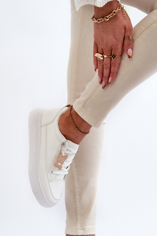 calçados de lazer calçados esportivos com plataforma com enfeites cor branca Vinceza 13613