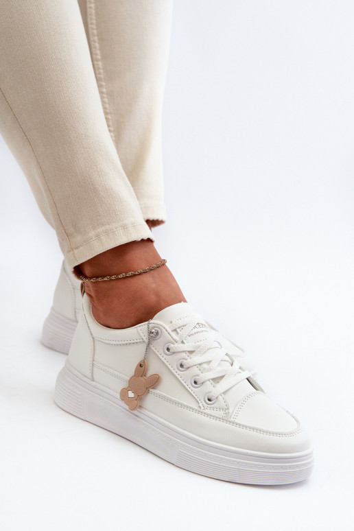 calçados de lazer calçados esportivos com plataforma com enfeites cor branca Vinceza 13613