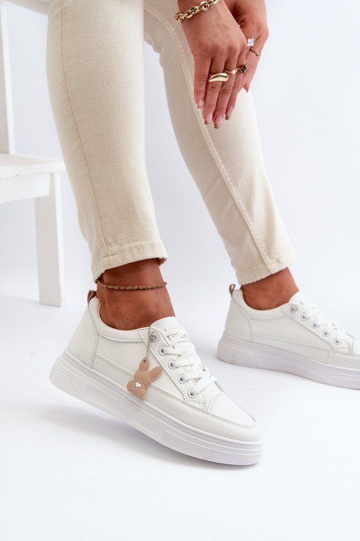 calçados de lazer calçados esportivos com plataforma com enfeites cor branca Vinceza 13613