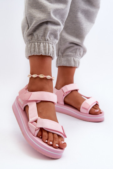 Sandálias femininas com plataforma Big Star NN274A533 rosa