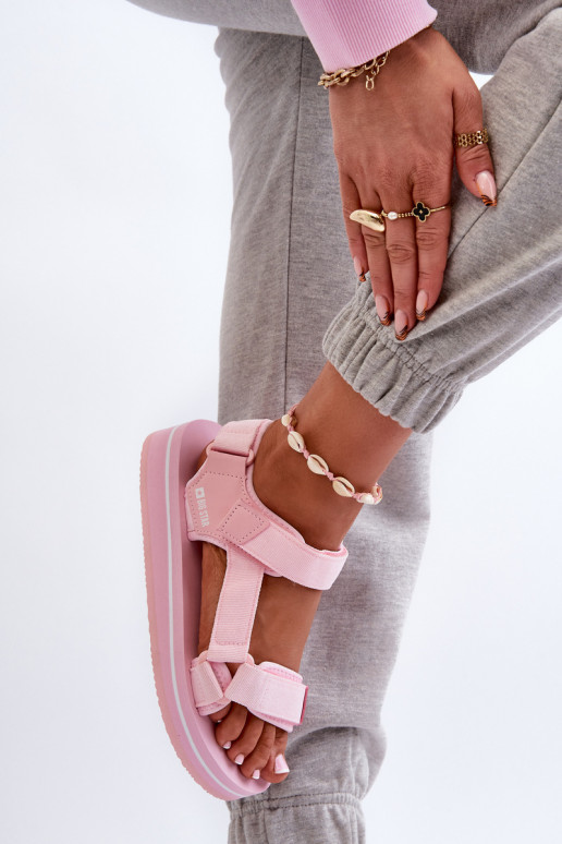 Sandálias femininas com plataforma Big Star NN274A533 rosa Sandálias femininas com plataforma Big Star NN274A533 rosa