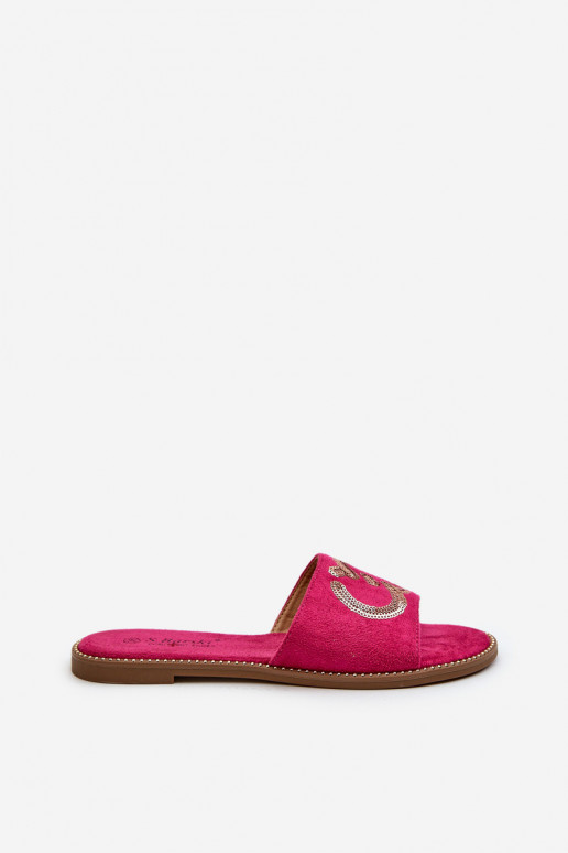 Chinelos planos femininos com escamas brilhantes S.Barski KV27-052 rosa