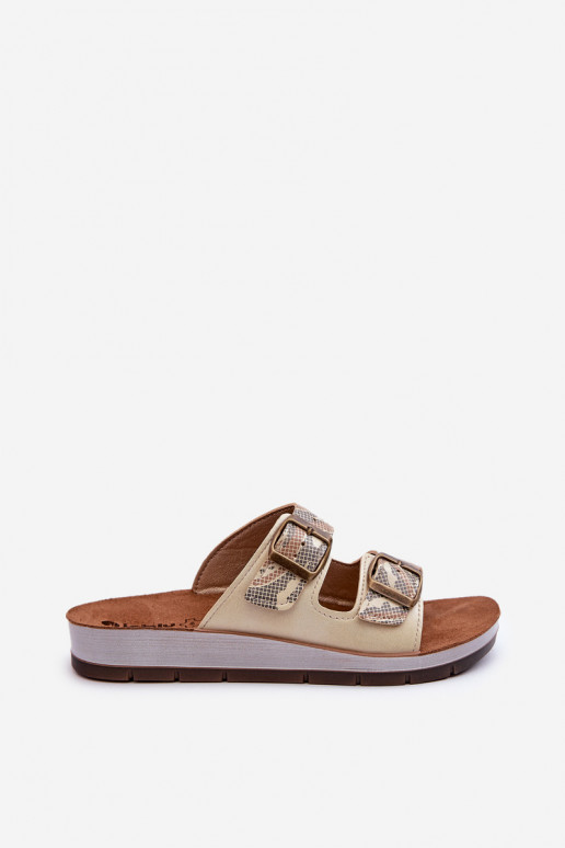 Chinelos femininos confortáveis com fivelas Inblu CP000045 cor dourada Chinelos femininos confortáveis com fivelas Inblu CP000045 cor dourada