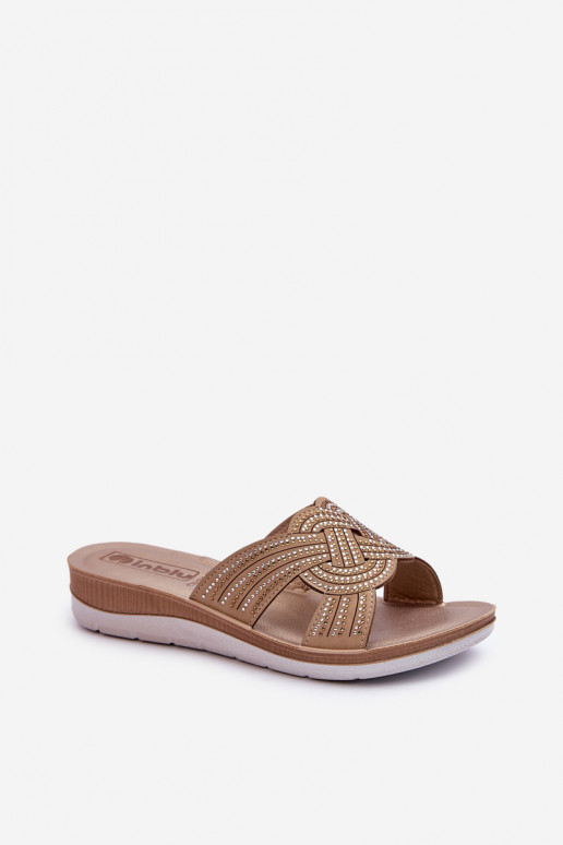 Chinelos femininos confortáveis com olhos brilhantes Inblu BV000037 bege Chinelos femininos confortáveis com olhos brilhantes Inblu BV000037 bege