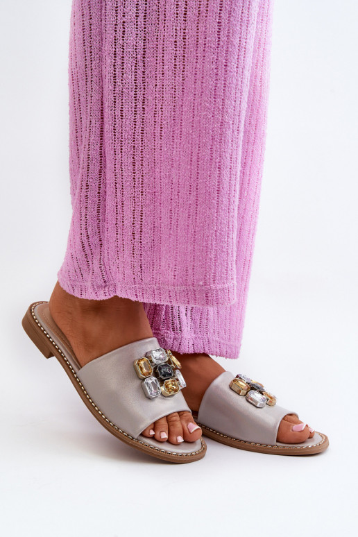Chinelos femininos com lindos detalhes S.Barski KV27-031 bege