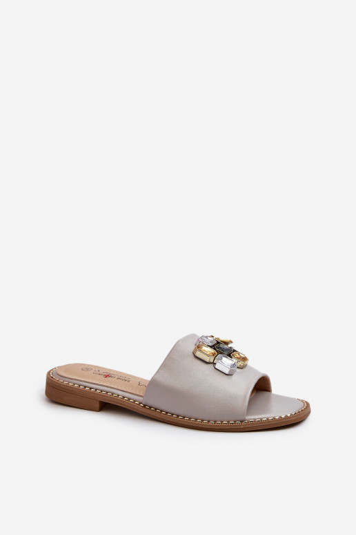 Chinelos femininos com lindos detalhes S.Barski KV27-031 bege