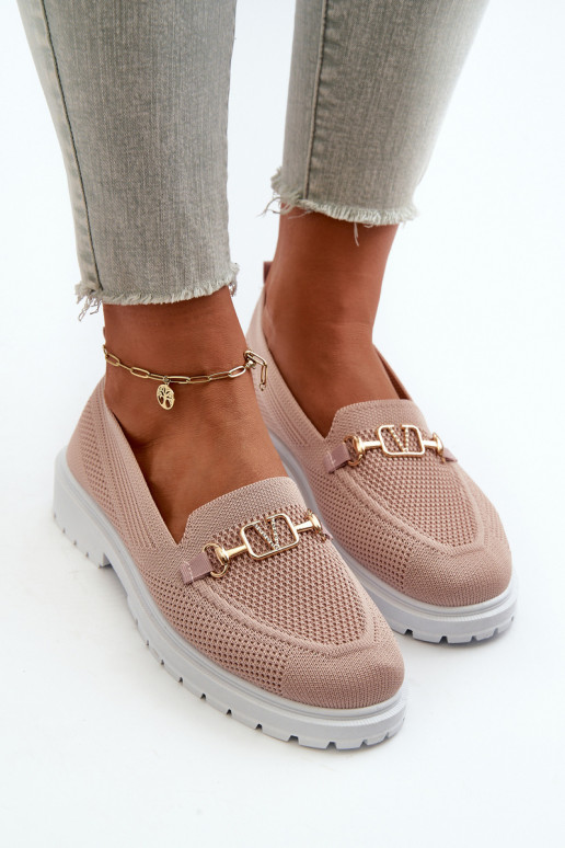 Mocassins femininos com salto largo Ze dourado Detalem rosa Limentia Mocassins femininos com salto largo Ze dourado Detalem rosa Limentia