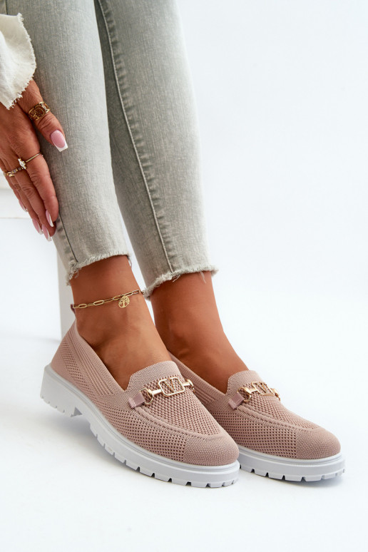 Mocassins femininos com salto largo Ze dourado Detalem rosa Limentia Mocassins femininos com salto largo Ze dourado Detalem rosa Limentia