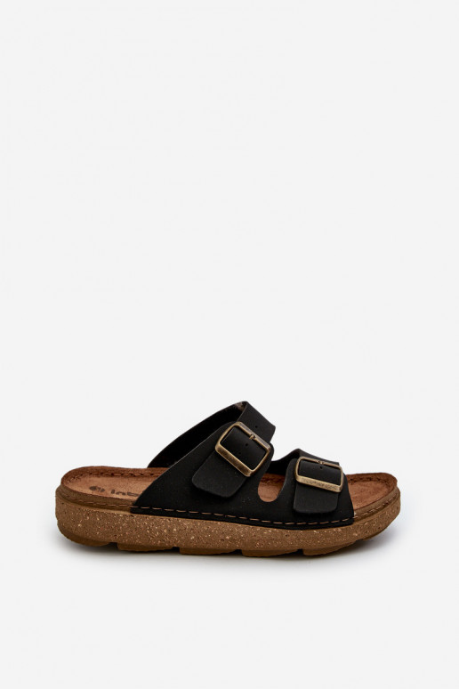 Chinelos fáceis e confortáveis masculinos com fivelas Inblu MT000016 cor preta Chinelos fáceis e confortáveis masculinos com fivelas Inblu MT000016 cor preta