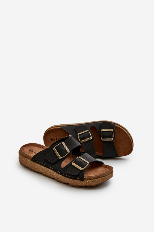 Chinelos fáceis e confortáveis masculinos com fivelas Inblu MT000016 cor preta Chinelos fáceis e confortáveis masculinos com fivelas Inblu MT000016 cor preta