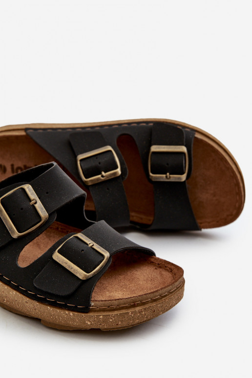 Chinelos fáceis e confortáveis masculinos com fivelas Inblu MT000016 cor preta Chinelos fáceis e confortáveis masculinos com fivelas Inblu MT000016 cor preta